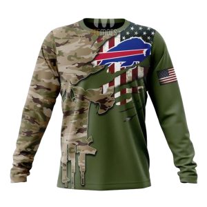 Personalized Buffalo Bills Green Camo Us Military AOP Sweatshirt