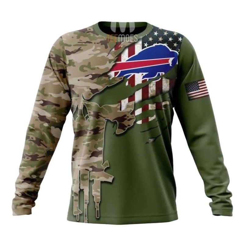 Personalized Buffalo Bills Green Camo Us Military Aop Sweatshirt 1