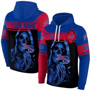 Personalized Buffalo Bills Grim Reaper Blue Black AOP Hoodie