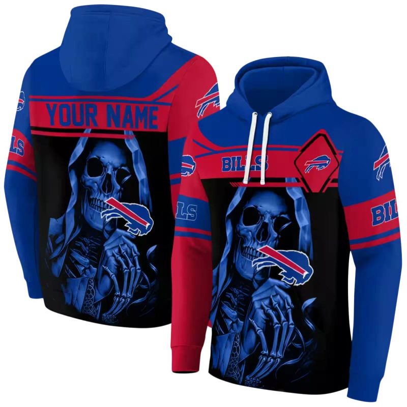 Personalized Buffalo Bills Grim Reaper Blue Black Aop Hoodie 1
