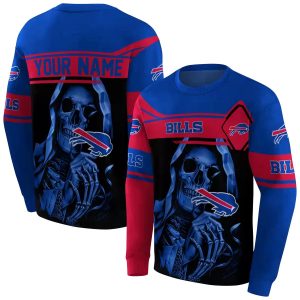 Personalized Buffalo Bills Grim Reaper Blue Black AOP Sweatshirt