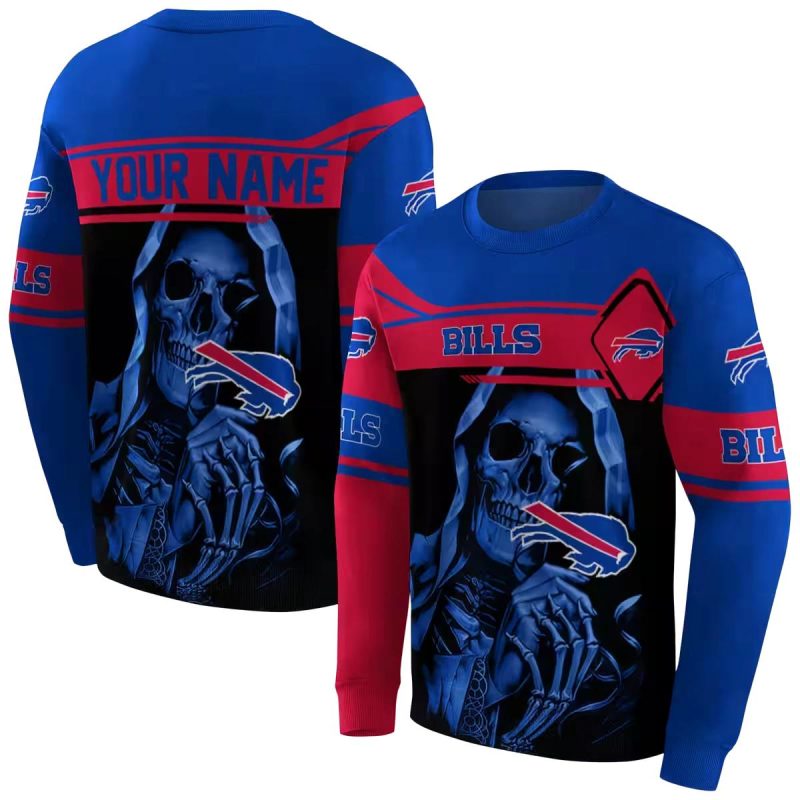 Personalized Buffalo Bills Grim Reaper Blue Black Aop Sweatshirt 1