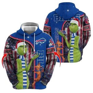 Personalized Buffalo Bills Grinch Santa AOP Hoodie