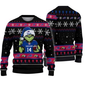 Personalized Buffalo Bills Grinch Santa Claus Ugly Sweater