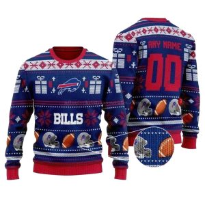Personalized Buffalo Bills Helmet And Balls Logo Ugly Sweater