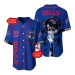 Personalized Buffalo Bills Helmet Blue Baseball Jersey