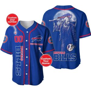 Personalized Buffalo Bills Jason Voorhees Halloween Baseball Jersey