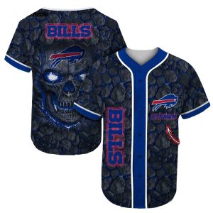 Personalized Buffalo Bills Lava Skull Baseball Jersey