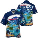 Personalized Buffalo Bills Logo And Blue Tropical Island With Palms Hawaiian Shirt