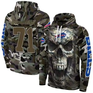 Personalized Buffalo Bills Logo And Camo Skull AOP Hoodie