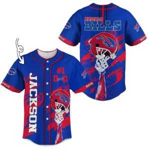 Personalized Buffalo Bills Logo And Dad No 1 Baseball Jersey