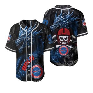 Personalized Buffalo Bills Logo And Dragon Motorcyclist Baseball Jersey