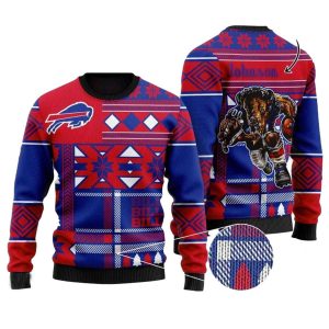 Personalized Buffalo Bills Logo And Mascot Red And Blue Ugly Sweater