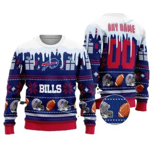 Personalized Buffalo Bills Logo And Snow Pattern Ugly Sweater