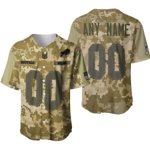 Personalized Buffalo Bills Logo Camouflage Baseball Jersey