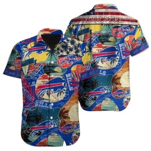 Personalized Buffalo Bills Logo Coastal Collage Hawaiian Shirt