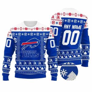 Personalized Buffalo Bills Logo In My Heart Blue White Ugly Sweater