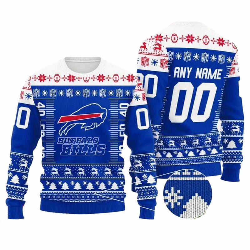 Personalized Buffalo Bills Logo In My Heart Blue White Ugly Sweater 1