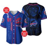 Personalized Buffalo Bills Logo Inside Me And Skull Baseball Jersey