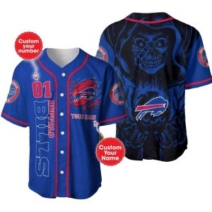 Personalized Buffalo Bills Logo Inside Me And Skull Baseball Jersey