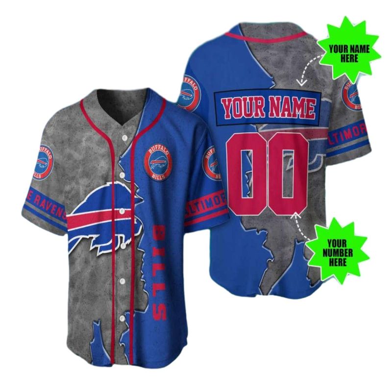 Personalized Buffalo Bills Logo Vintage Baseball Jersey 1