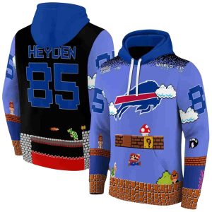 Personalized Buffalo Bills Mario Blue Black AOP Hoodie