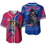 Personalized Buffalo Bills Mascot And Dead Skull Baseball Jersey