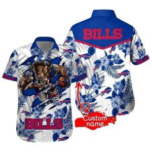 Personalized Buffalo Bills Mascot And Tropical Hawaiian Shirt