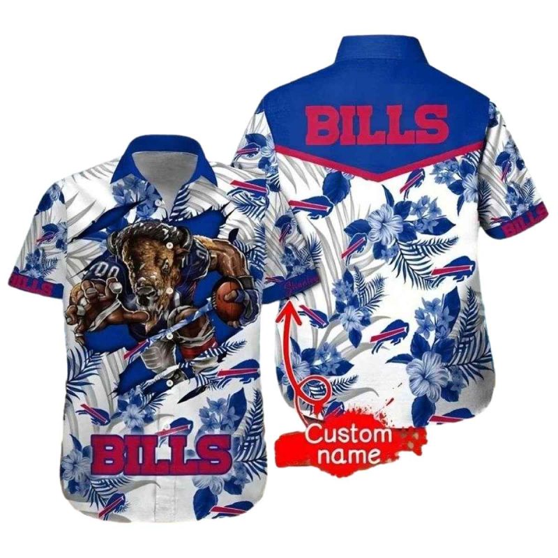 Personalized Buffalo Bills Mascot And Tropical Hawaiian Shirt 1