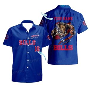 Personalized Buffalo Bills Mascot Blue Pattern Hawaiian Shirt