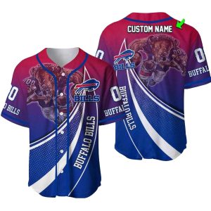 Personalized Buffalo Bills Mascot Halftone Baseball Jersey