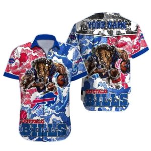 Personalized Buffalo Bills Mascot Waves Graphic Hawaiian Shirt