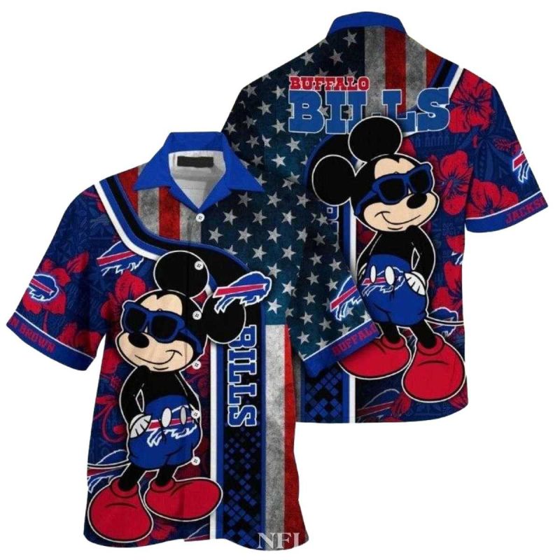 Personalized Buffalo Bills Mickey Graphic Us Flag Hawaiian Shirt 1