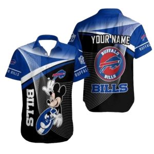 Personalized Buffalo Bills Mickey Surfing Black And Blue Hawaiian Shirt