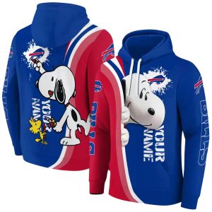 Personalized Buffalo Bills Peeking Snoopy Blue AOP Hoodie