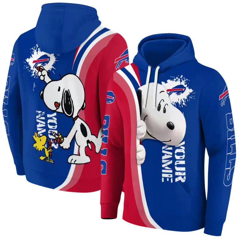 Personalized Buffalo Bills Peeking Snoopy Blue Aop Hoodie 1