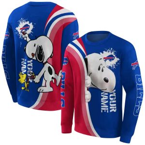 Personalized Buffalo Bills Peeking Snoopy Blue AOP Sweatshirt