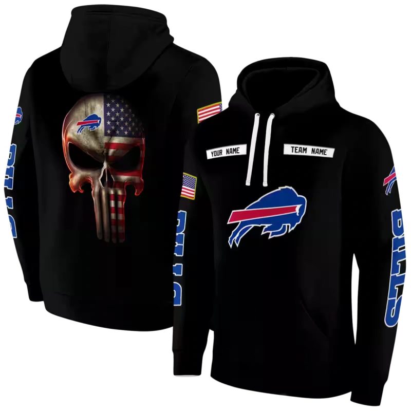 Personalized Buffalo Bills Punisher Skull Flag Black Blue Aop Hoodie 1