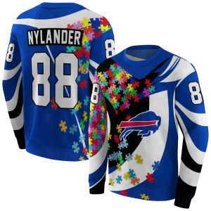 Personalized Buffalo Bills Puzzle Pieces Blue AOP Sweatshirt