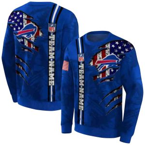 Personalized Buffalo Bills Ripped Flag Blue AOP Sweatshirt