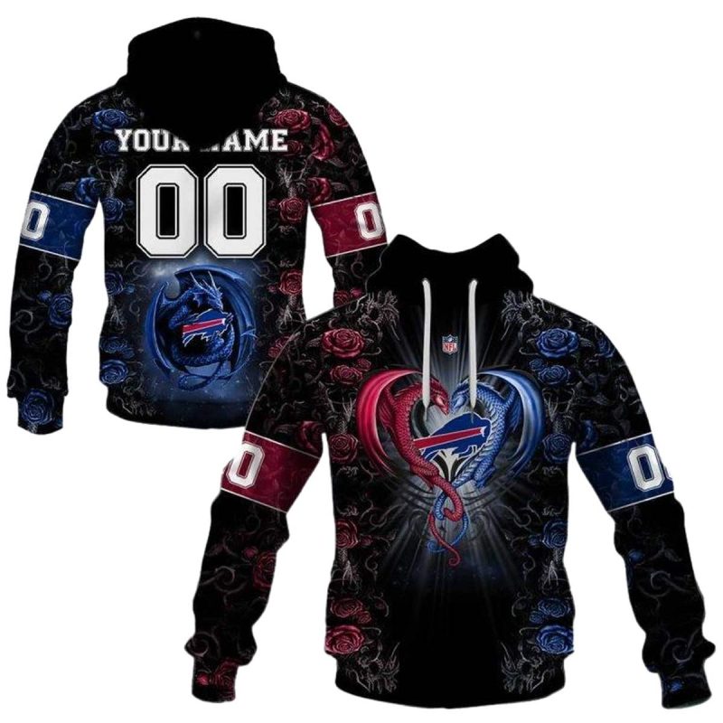 Personalized Buffalo Bills Rose Dragon Aop Hoodie 1