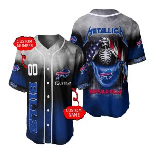 Personalized Buffalo Bills Skeleton Retro Baseball Jersey