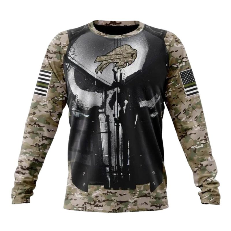 Personalized Buffalo Bills Skull Camo Veteran Kits Aop Sweatshirt 1