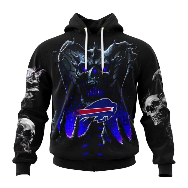 Personalized Buffalo Bills Skull Halloween Black Aop Hoodie 1