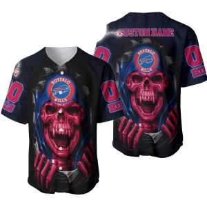 Personalized Buffalo Bills Skull Halloween Black Baseball Jersey