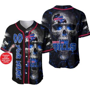 Personalized Buffalo Bills Skull Light Baseball Jersey