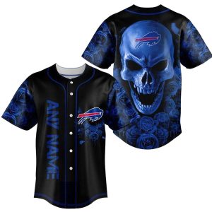 Personalized Buffalo Bills Skull Rose Baseball Jersey