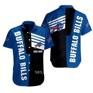 Personalized Buffalo Bills Stripe Black And Blue Design Hawaiian Shirt