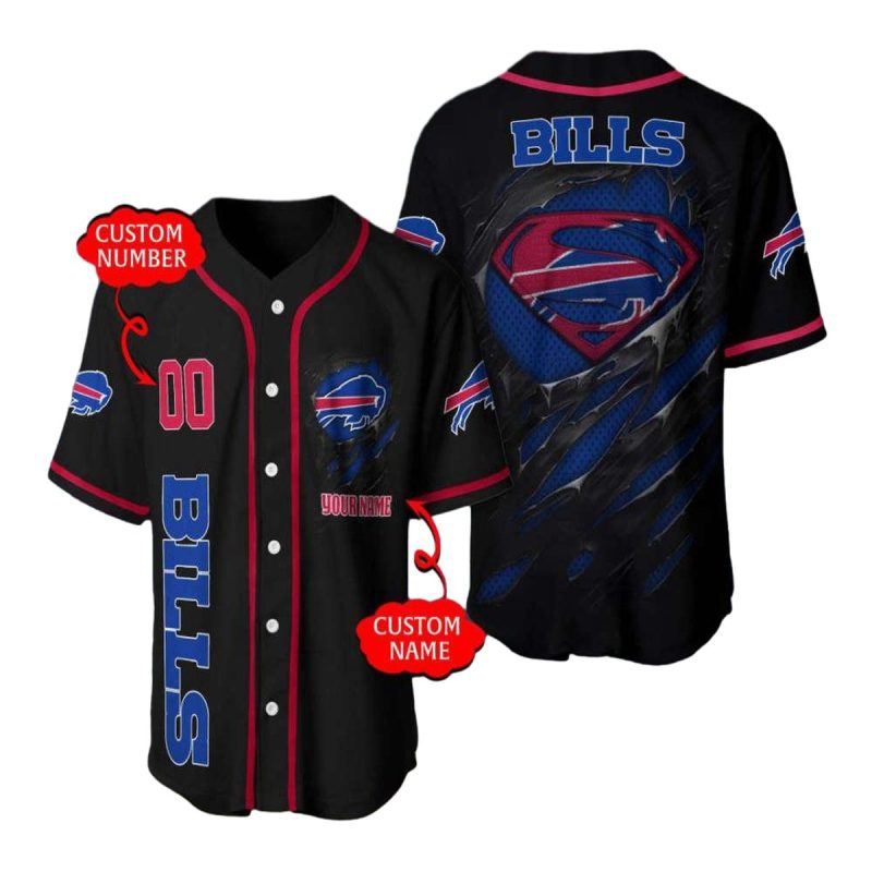 Personalized Buffalo Bills Superman Baseball Jersey 1