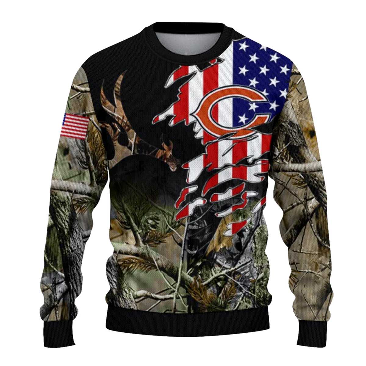 Personalized-Chicago-Bears-American-Flag-Claw-AOP-Sweatshirt-2